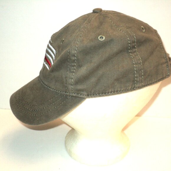 Firefighter Hat Cap Fireman GVFD Flag Curved Brim Adjustable Buckle Closure Tan - Picture 2 of 5